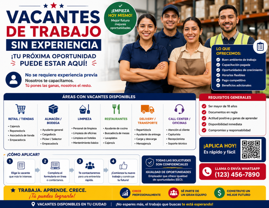 vacantes de trabajo sin experiencia